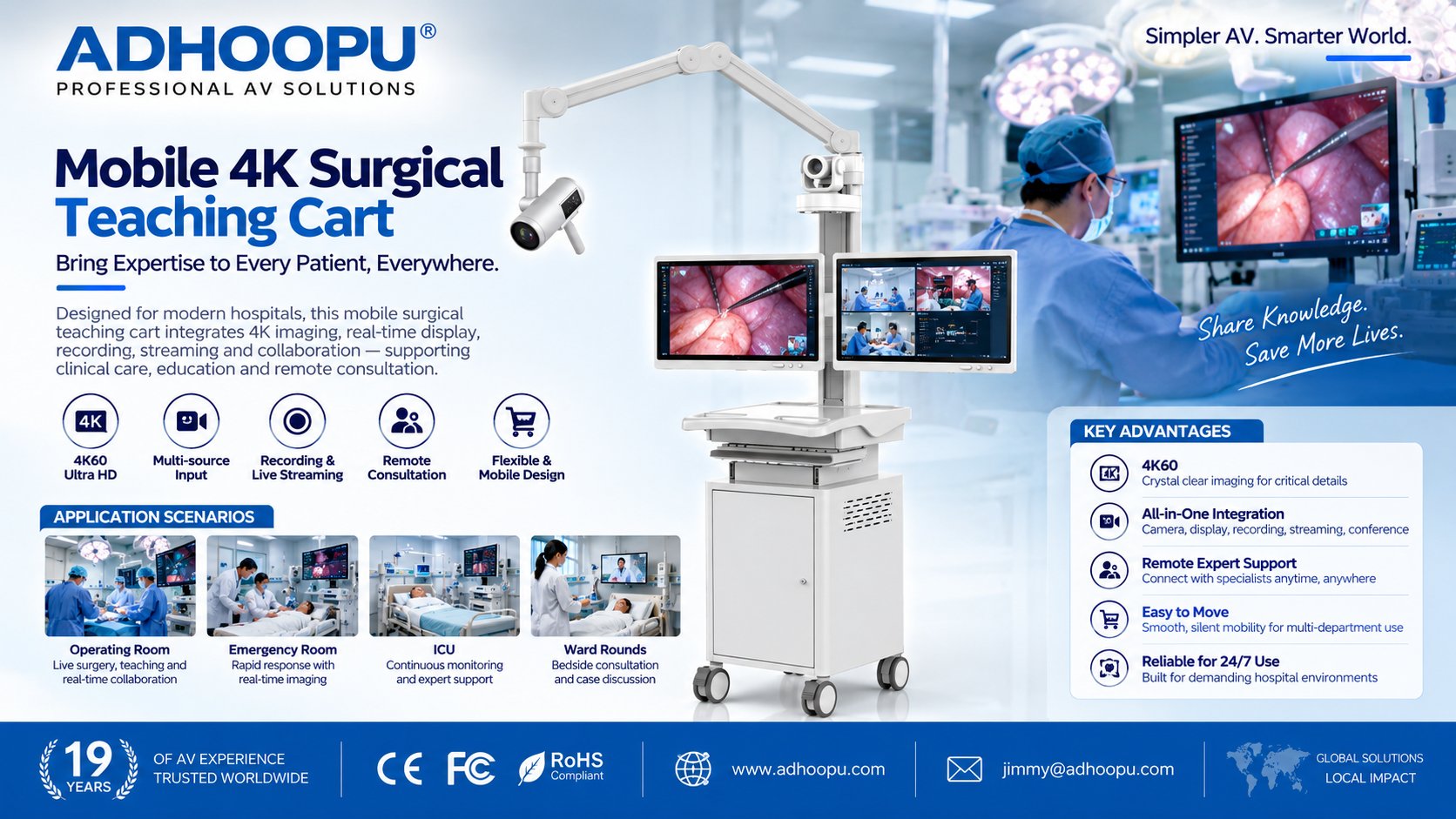 Mobile 4K Surgical Teaching Cart